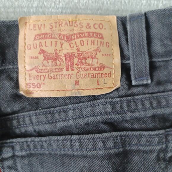 Vintage Y2K Levi's 550 Jeans Women 28 Charcoal Relaxed High Rise Raw Hem Zip Fly - Picture 9 of 10